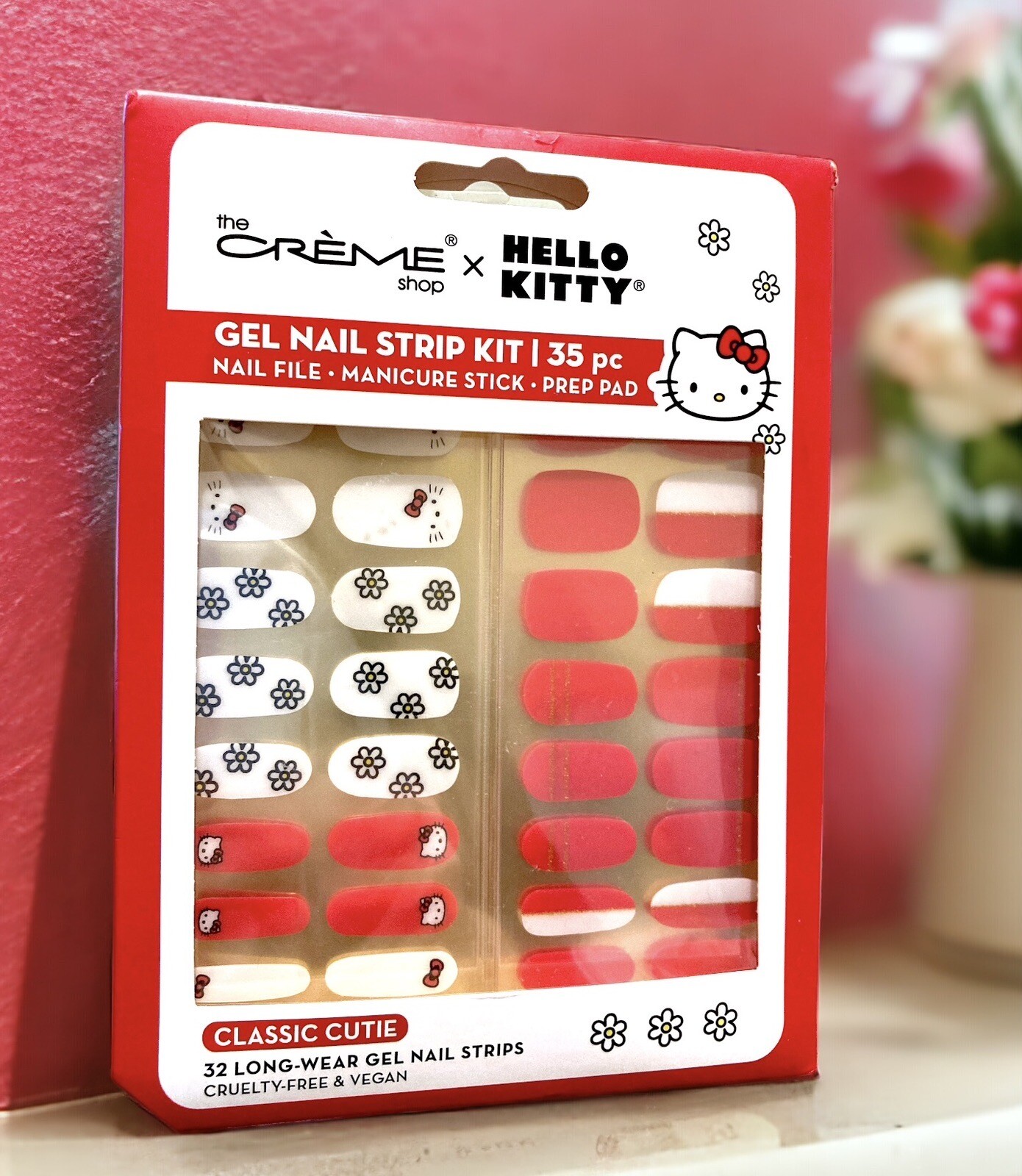 Hello Kitty Gel Nail Strip Kit The Creme Shop Sanrio 32 Strips Vegan Free New