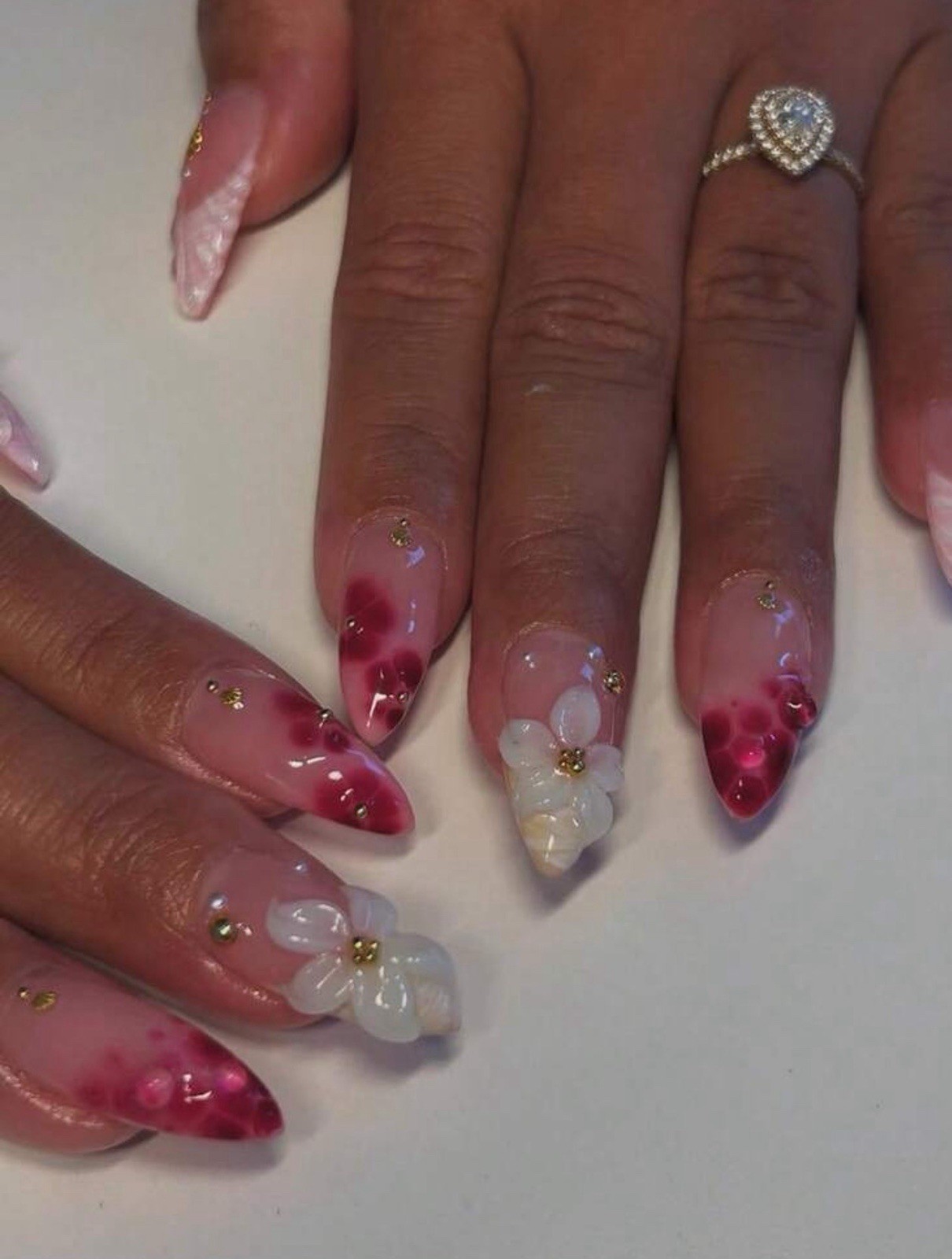 10pcs/Set Handmade Delicate French Floral Nail Art Nails