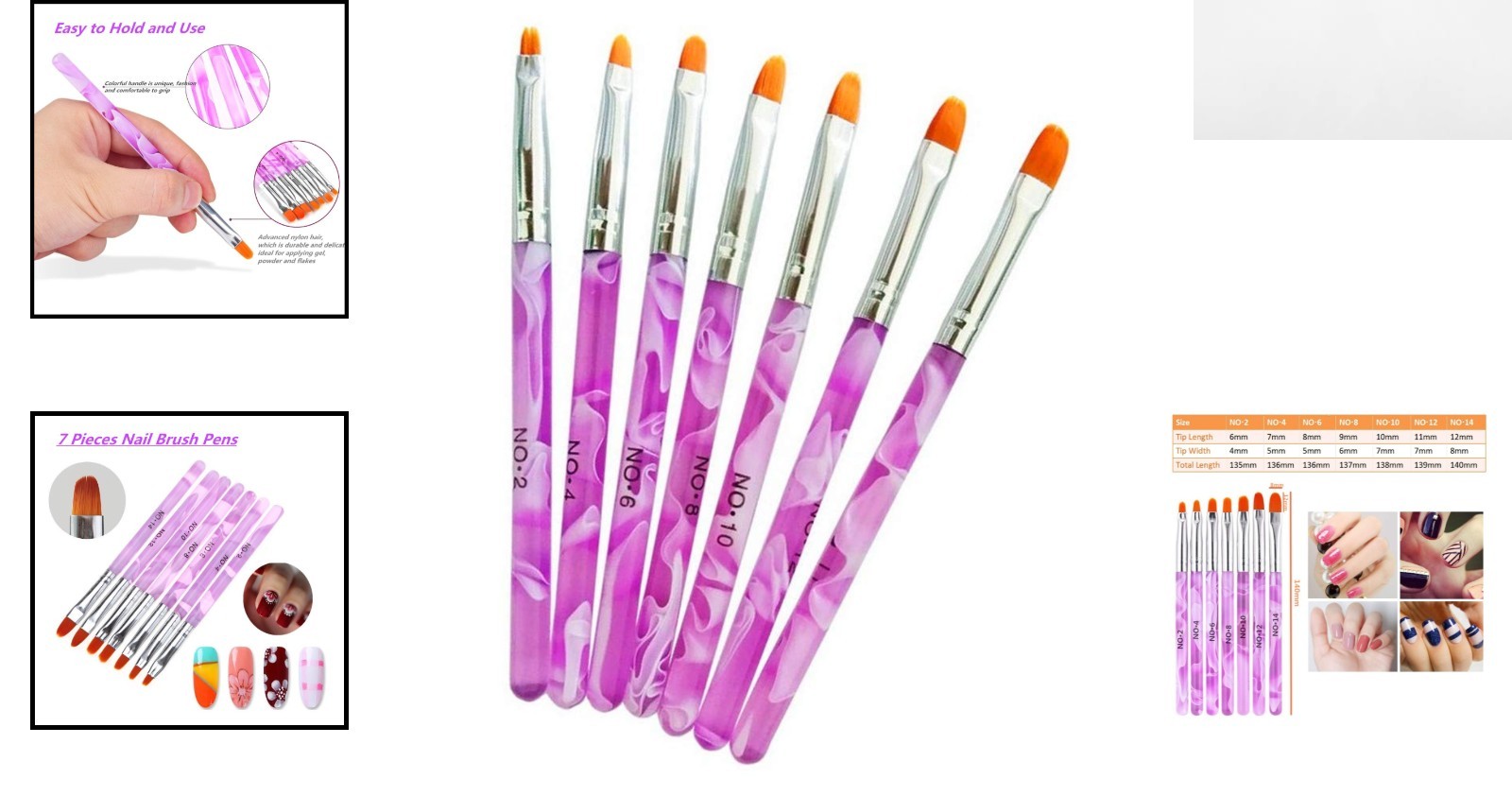 Professional 7 Size UV Gel Nail Brush Set – Perfect for Nail Art Creators