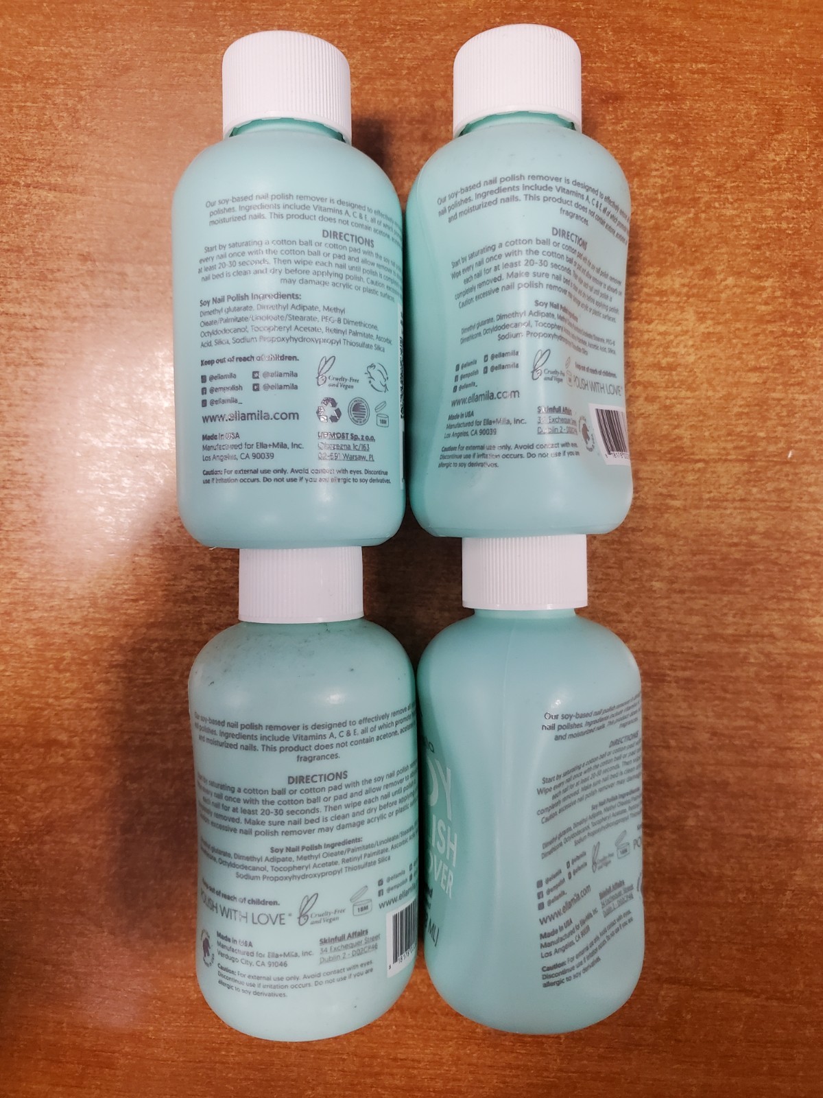 4 Pk: ella+mila Soy Nail Polish Remover Unscented 4 oz ea SHELFWEAR (2836) R3P2