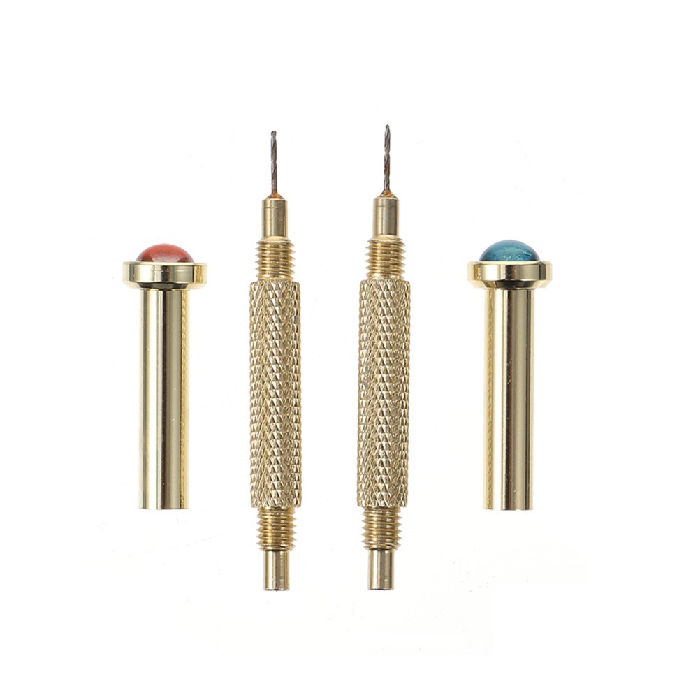 2Pcs Nail Art Piercing Tools Metal Nail Hand Drills Golden Color