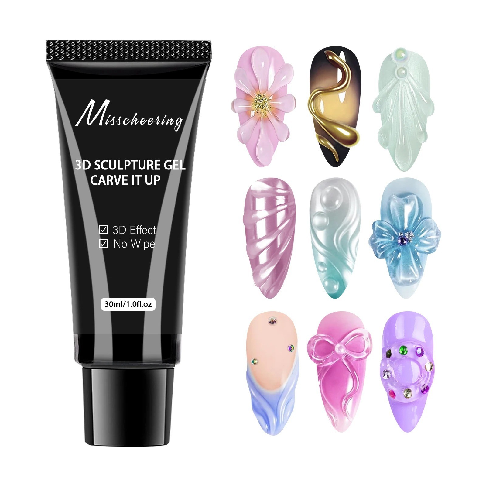 30g Nail Rhinestone Glue Gel Strong Adhesive 3D Nail Art Gems Decoration