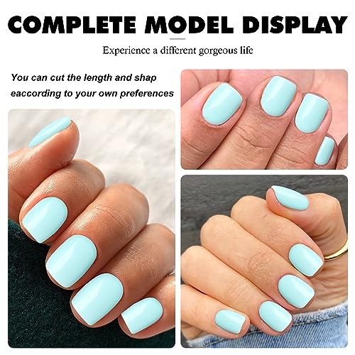 240pc Glossy Nails – Square Round – Mint Blue – Square Press on Nails