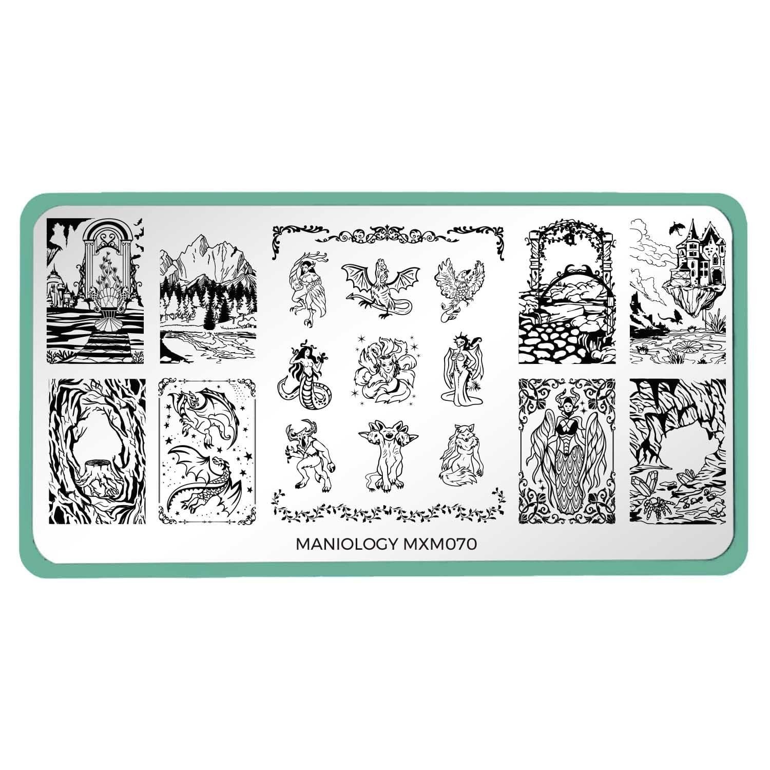 Mythical Creatures: Horns & Flames (MXM070) Angel God Fantasy Nail Stamp Plate