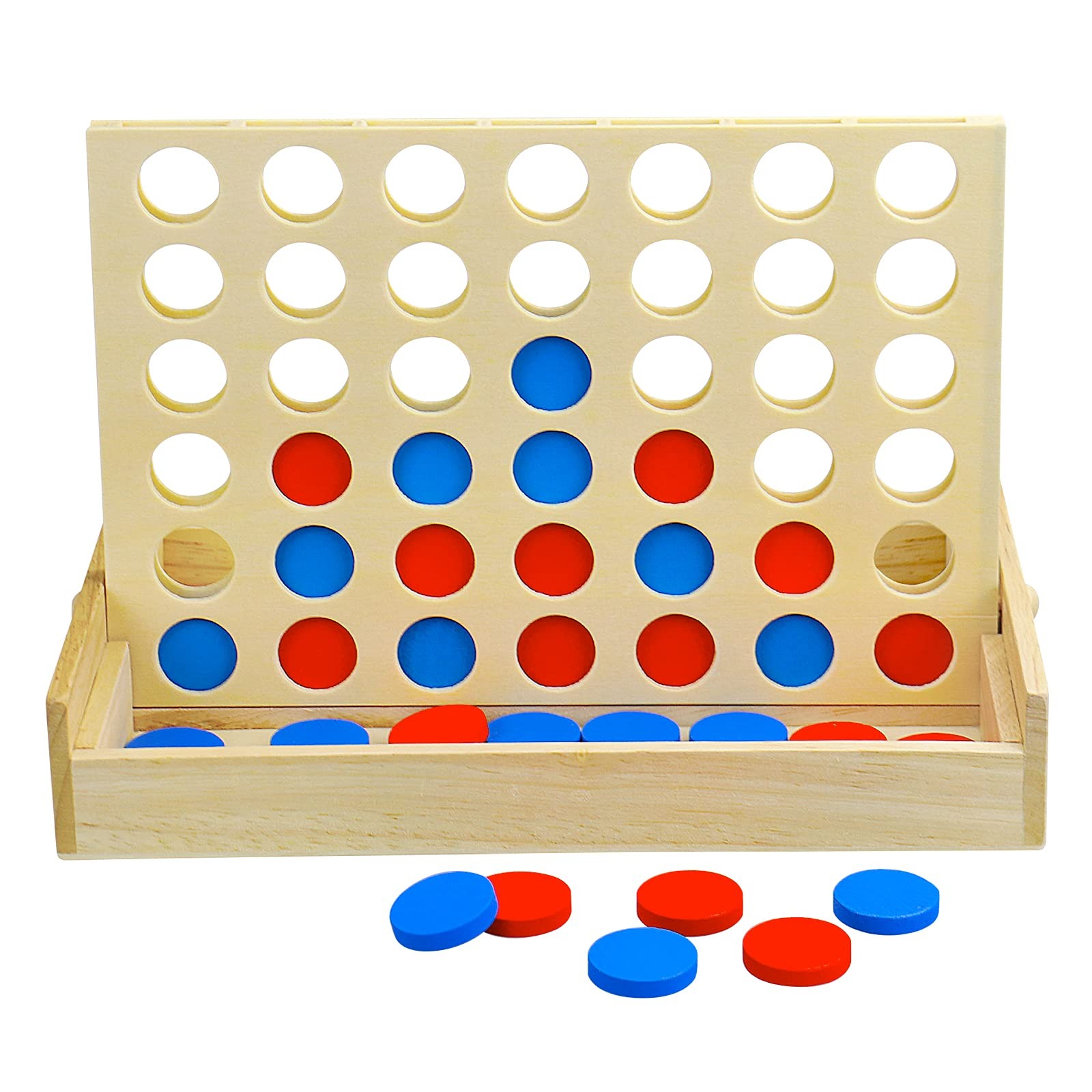 Arfun 4 in a Row Wooden Connect Board Game, 9.4 X 5.9 X 6.3 Inches, Red