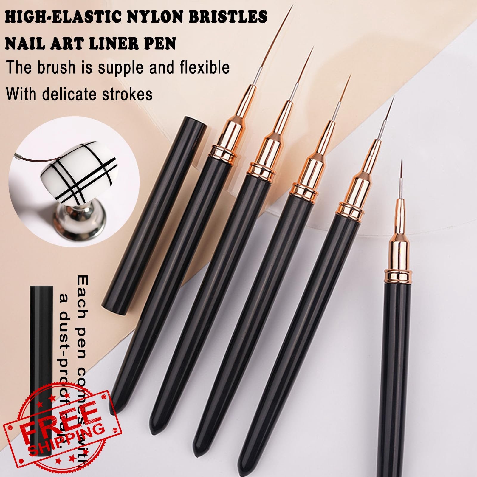 HAIY Nail Art Brushes Kit Black Style 32pcs Dotting Pens