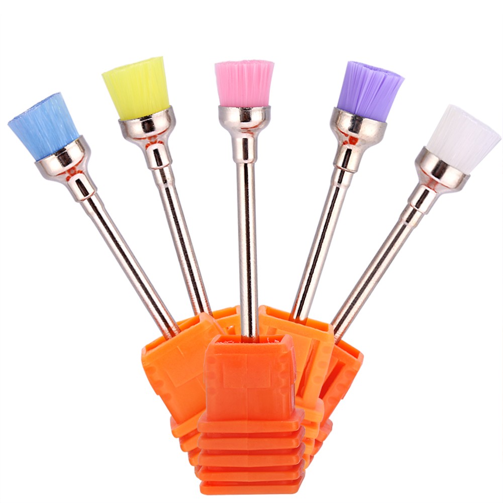 5pcs Nail Polish Grind Drill Clean Brush Head For Electric Nail Drill Machine