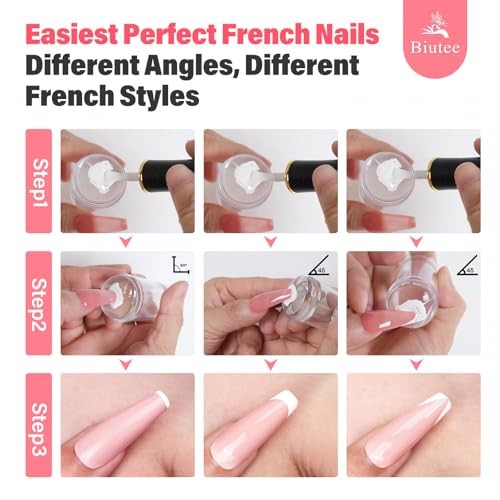 French Tip Nail Stamp 4PCS Nail Art Stamper Kit with stamper & scraper
