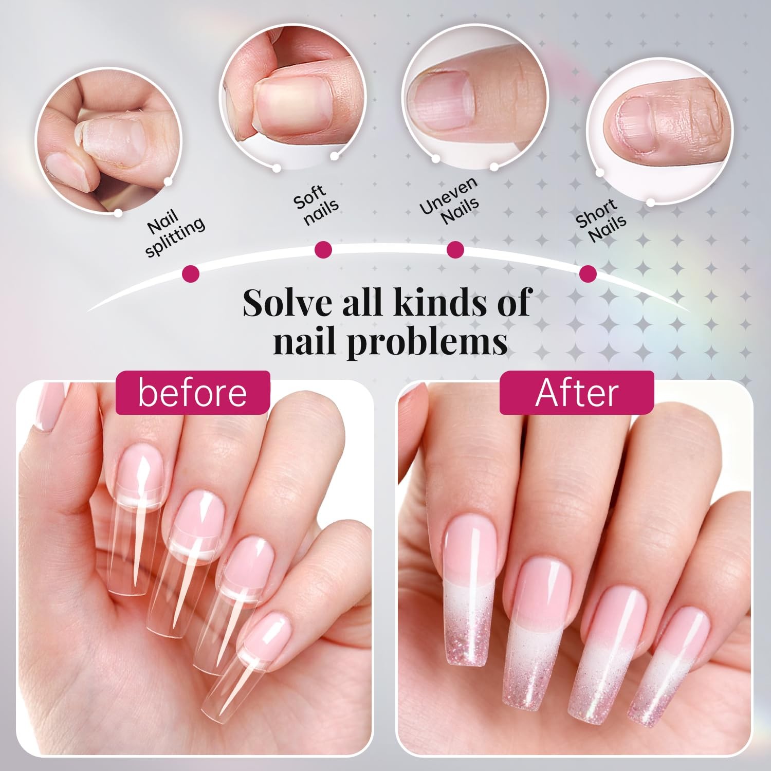 krofaue 500PCS Clear False Nails Tips – Half Cover Lady French Style Acrylic …