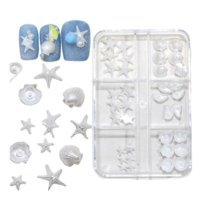 Durability Resin Nail Charm With Shine Shell Patterns For Everyday Wear