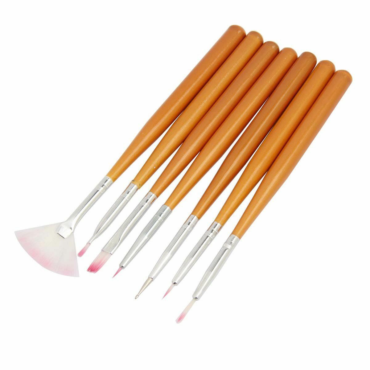 7pcs/set Wooden UV Gel Nail Art Brush Polish Painting Pen Kit For Manicure DIY