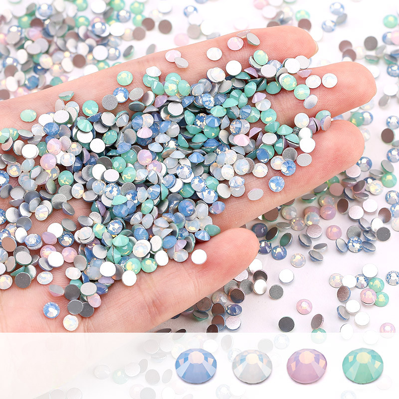 1440pcs Opal Color Rhinestones Crystal Flatback Round Glass Gems Nail Art Decor