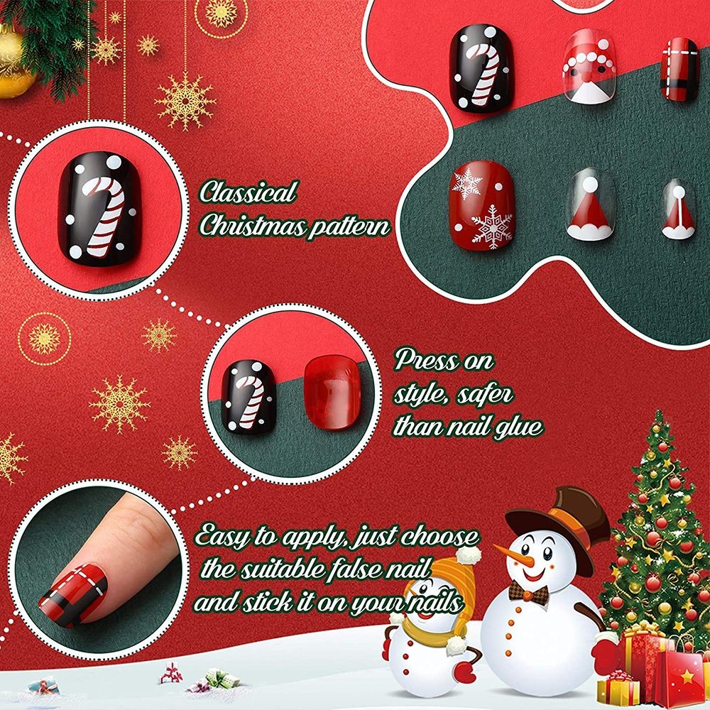 Kids Fake Nails Christmas Gifts DIY Nail Art Decoration Christmas False Nails