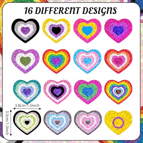 LGBTQ Pride Rainbow Stickers – 1000Pcs LGBTQ Rainbow Heart Laser Rainbow Heart