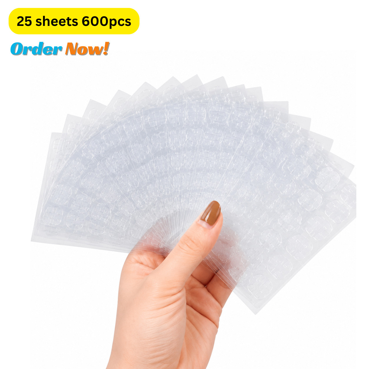 600PCS Clear Nail Glue Tabs Waterproof Adhesive for Fake & Press On Nails