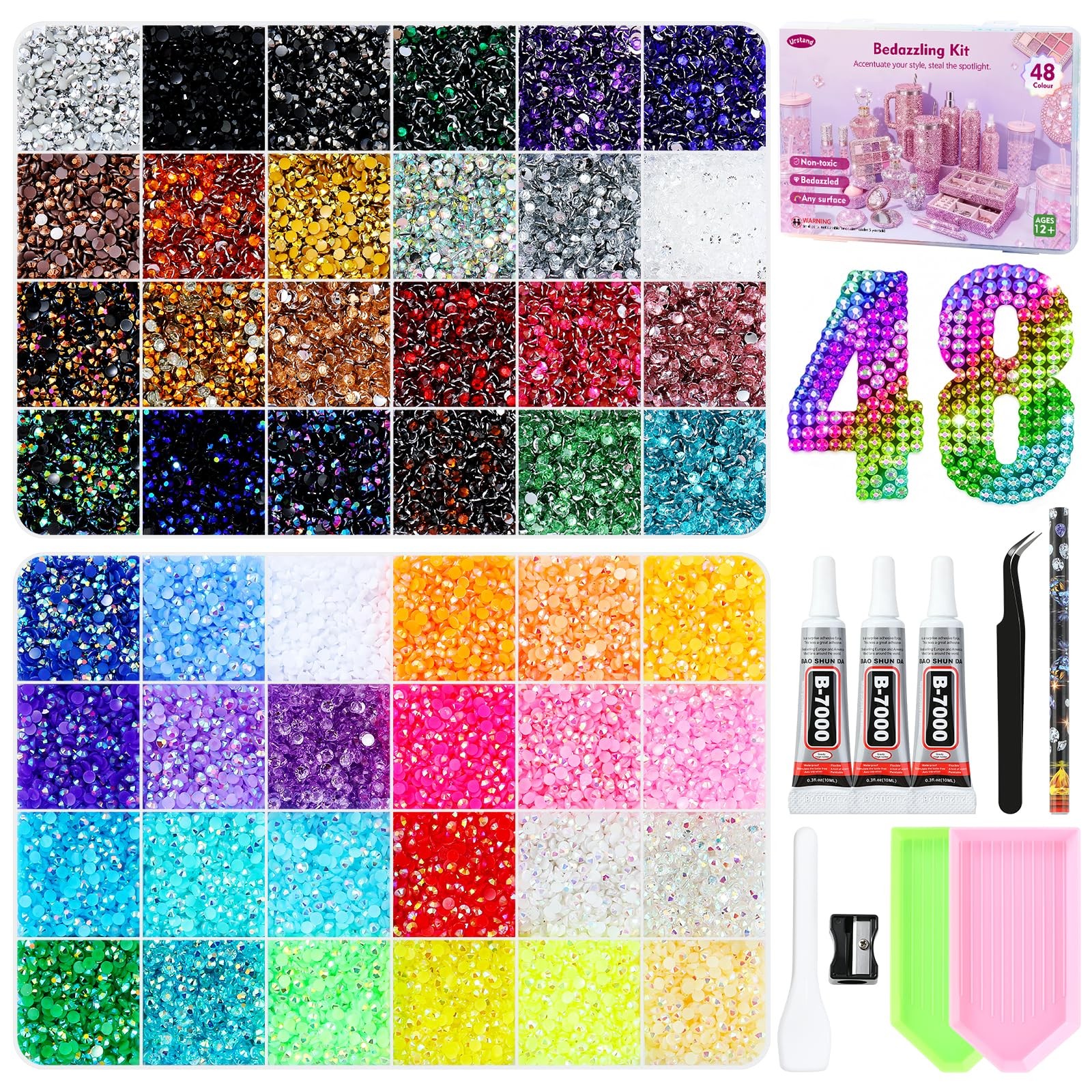 48 Colors Resin Jelly Rhinestones for Bedazzling, 48000Pcs 3mm Flatback Gems …