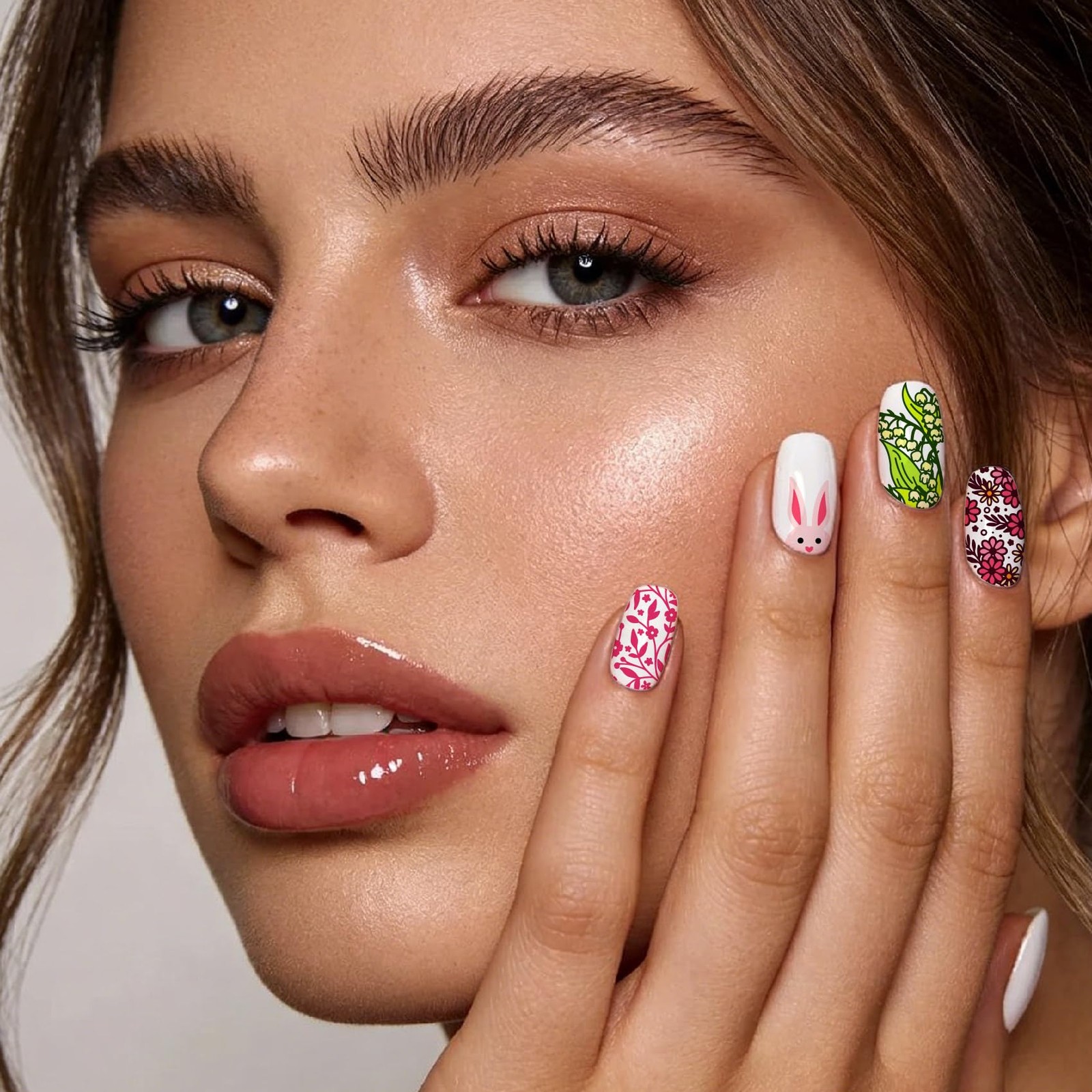 Spring & Easter Nail Stamping Plates Set of 3 – Flowers,Leaves, Bunnies, Eggs…