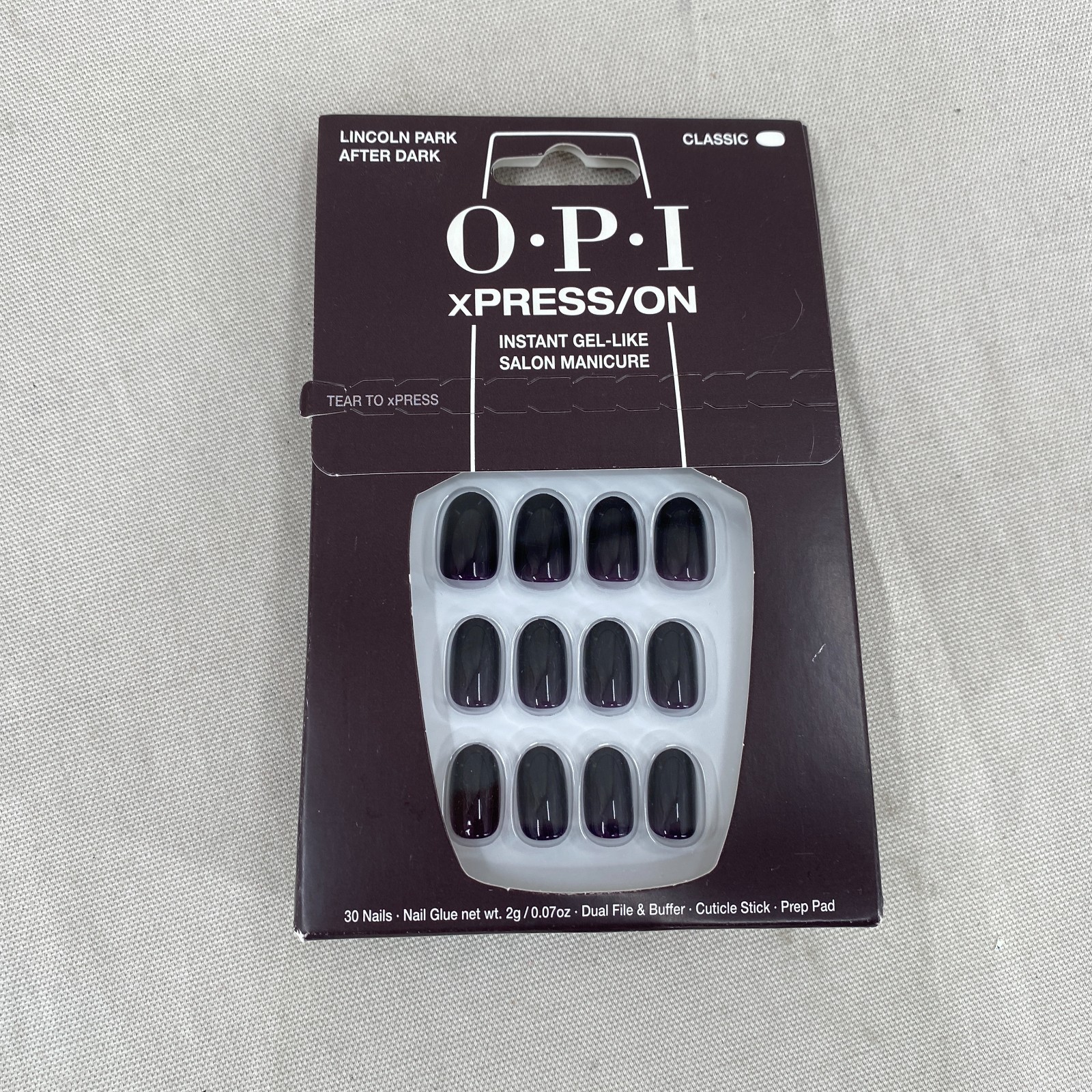OPI xPRESS/ON Instant Gel Like Nails Lincoln Park After Dark Salon Manicure