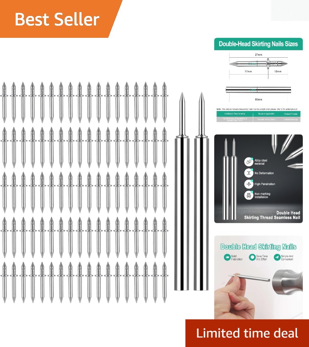 Concealed Double Head Skirting Board Nails 250 Pcs with Socket Tools