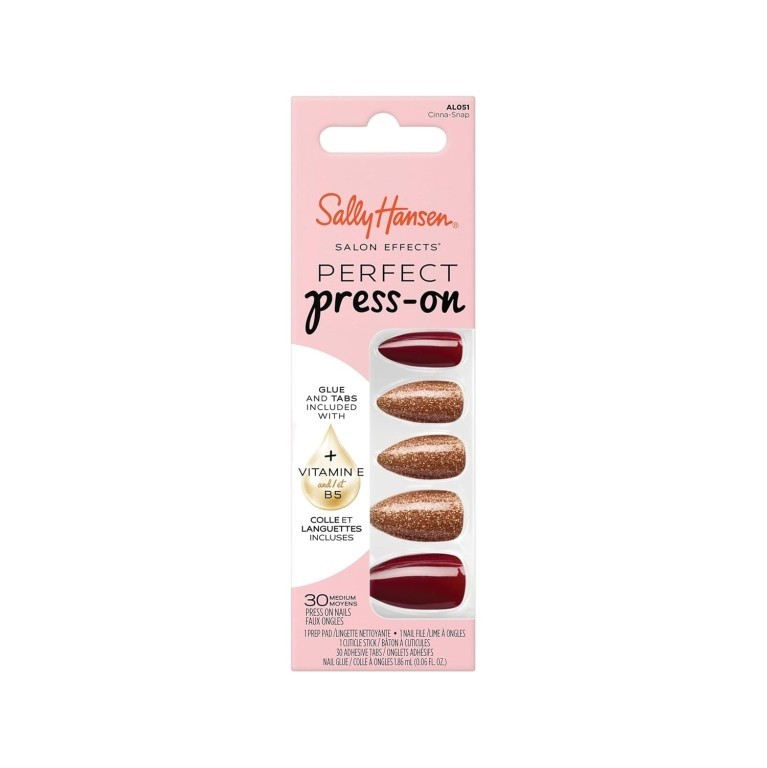 4 PACKS Sally Hansen Salon Effects Perfect Press-On Nails, Almond Cinna-Snap New