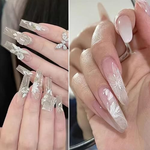 10 Rolls White Flower Nail Foil Holographic Nail Art Foil White Flower Style