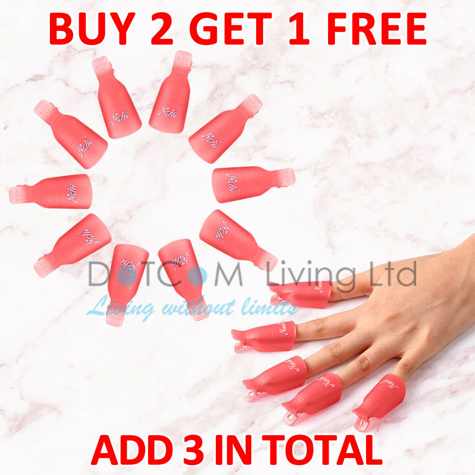10 X Plastic Nail Soak Off UV Gel Art Polish Remover Wrap Gelish Clip Cap UK NEW