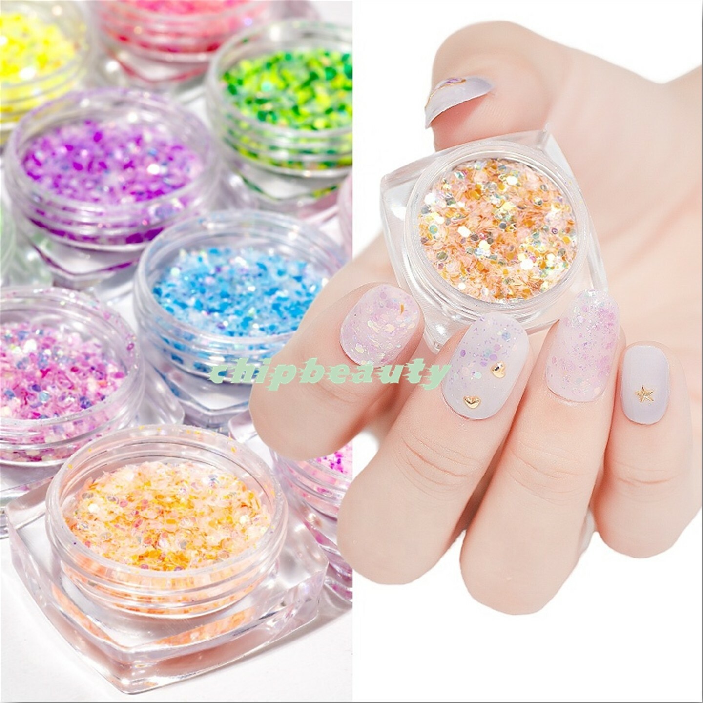 12 Colors Mix Nail Chunky Glitter Shimmer Laser Nail Art Design /Choose Set
