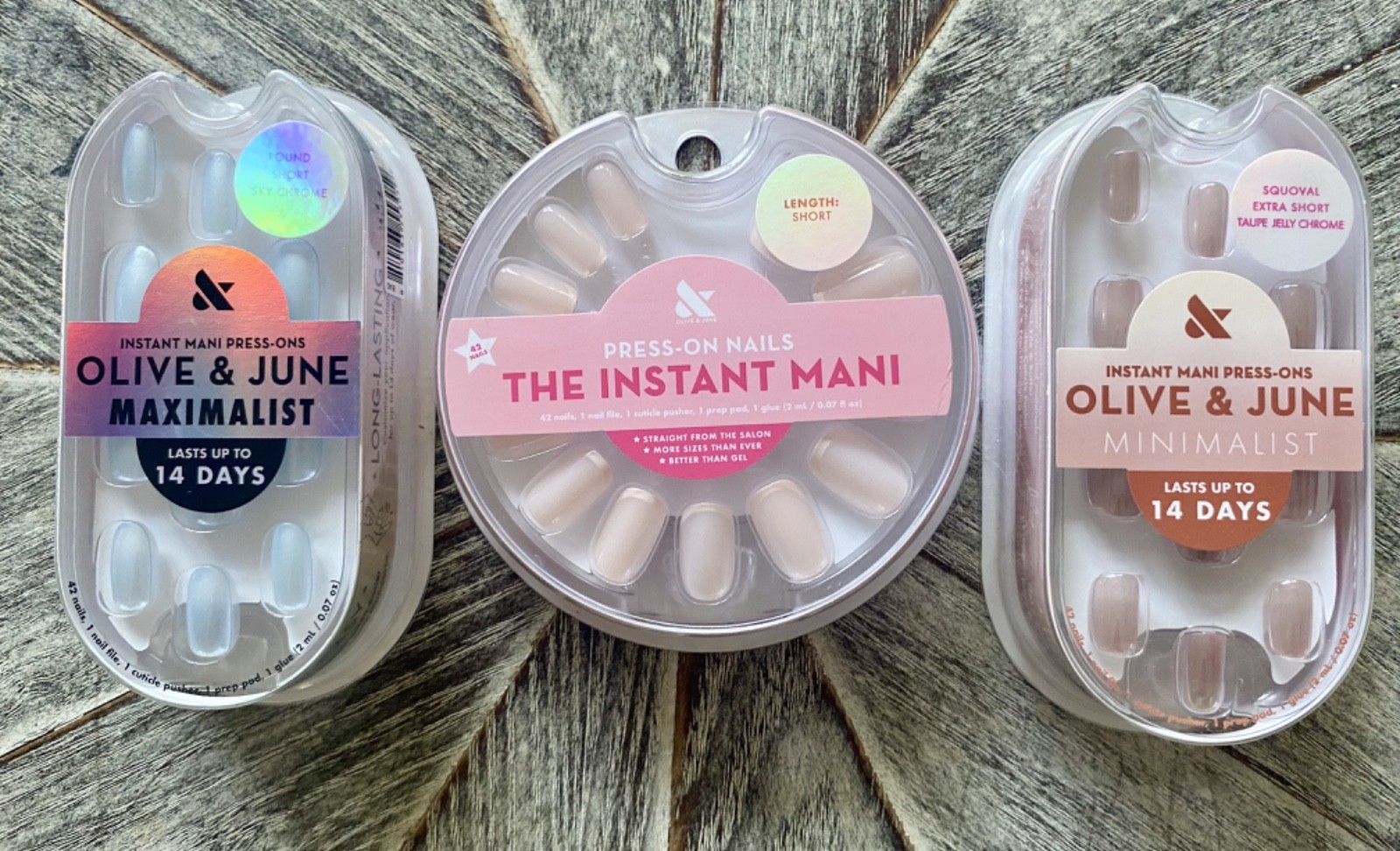NEW! Olive & June Press-On Nails Lot of Three Pastel Chrome Chic FREE SHIPPING!