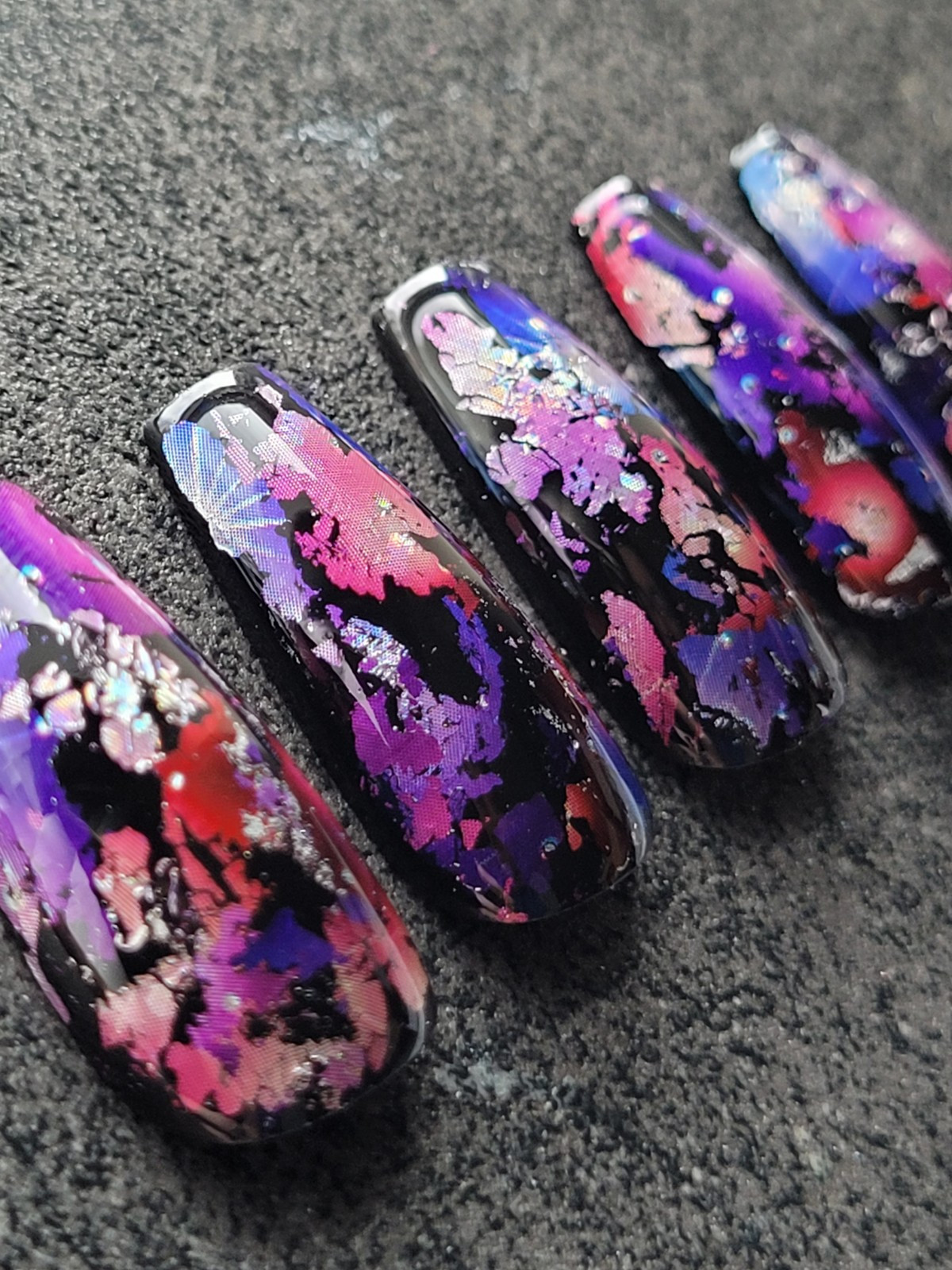Custom Gel Press on Nails fake nails Handmade 10 pc set MEDIUM Pink Red Purple