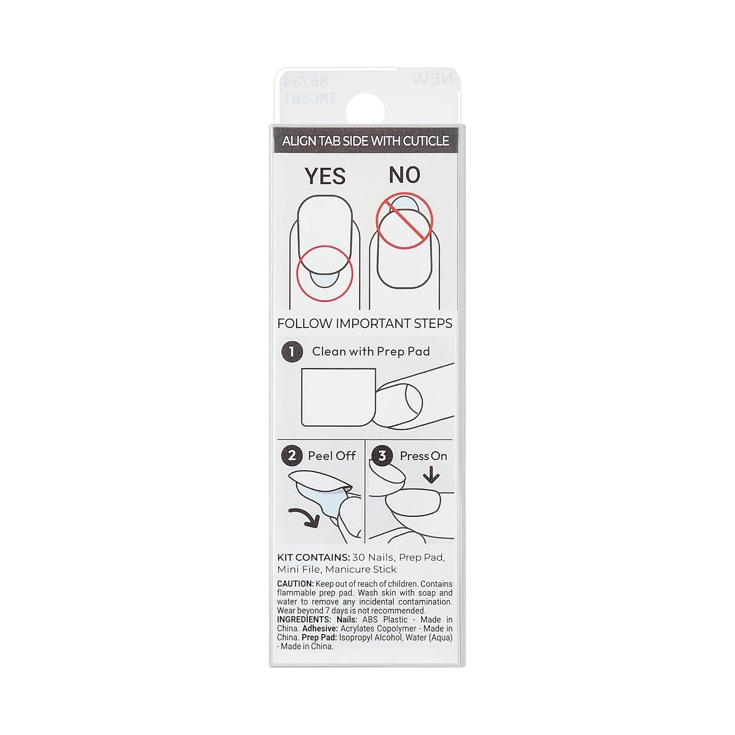 Kiss Color Press-On Nails, 30 Chip-Proof Glossy Nude, Polish-Free Manicure Set