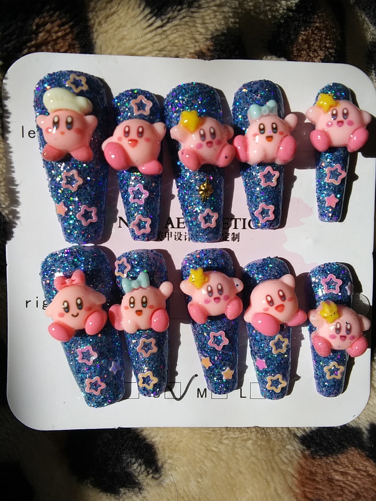 Kirby theme Hand made press on nails, medium A 10pcs nails Set Size: m