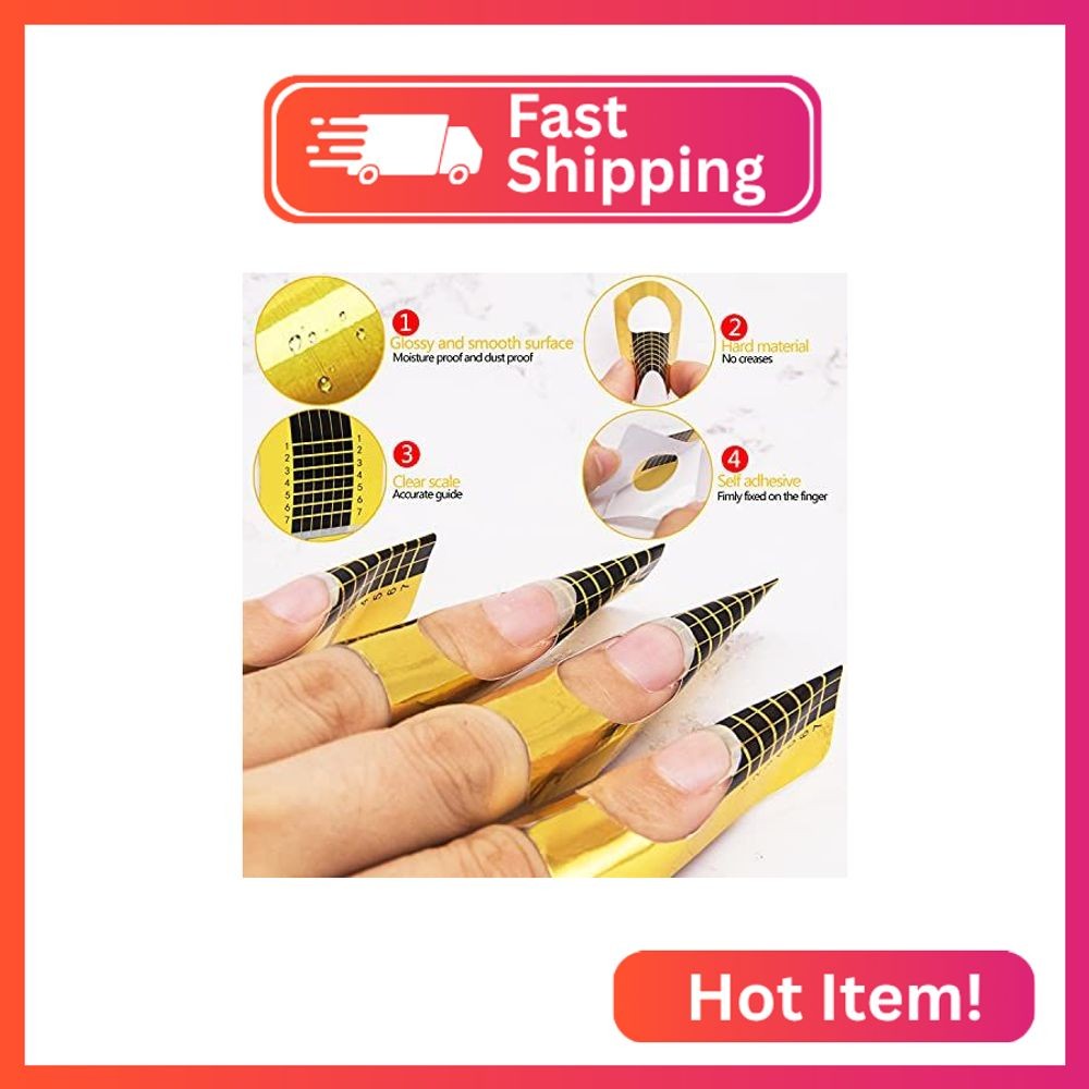 500 PCS Acrylic Nail Forms, Rectangle Polygel Nail Forms, Nails Extension Form G