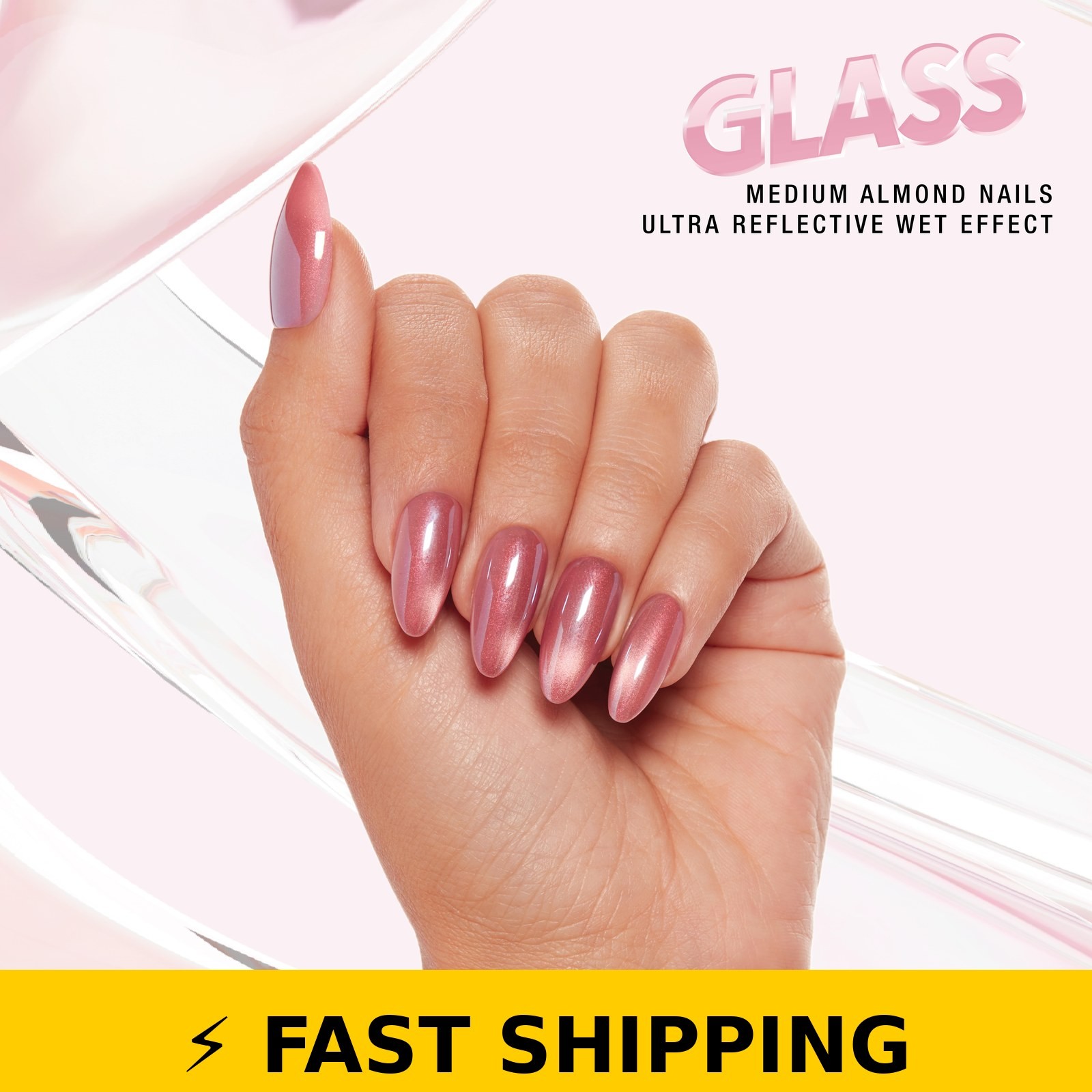 Salon Perfect Press On Nails 381 Glass Magenta Almond Medium