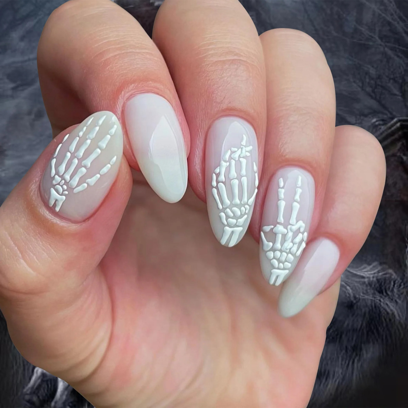 24pcs Halloween Spider Gothic Short Round Press On Nails