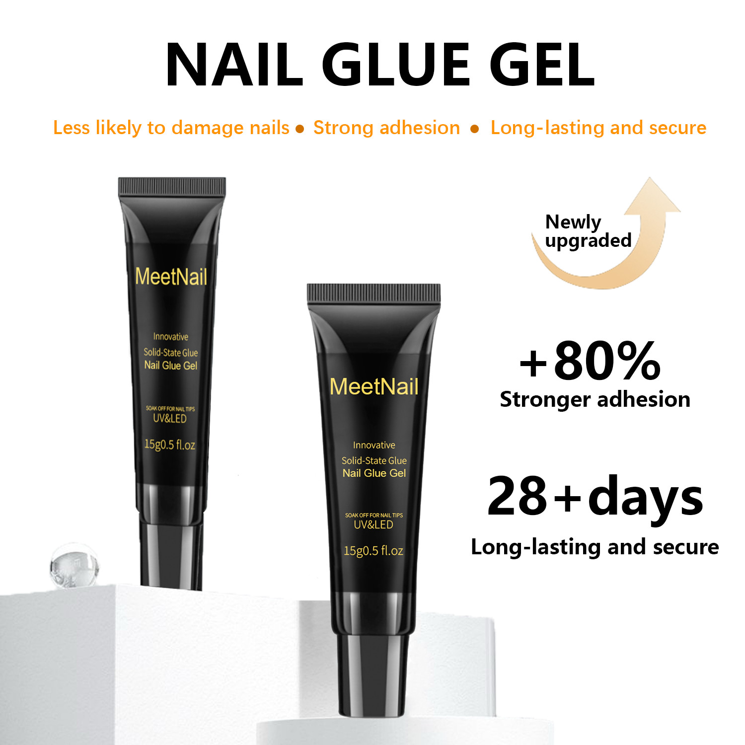 Gel Nail Glue, Solid Nails Glue Gel 2PCS 20g Lamp Curing Needed Soak Off GLUE St