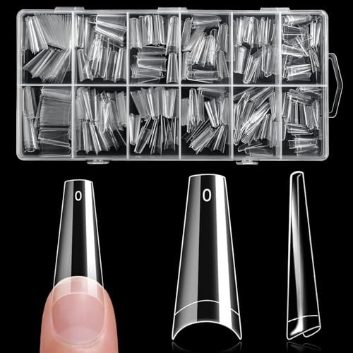 600 PCS Half Cover Coffin Nail Tips Clear 12 Sizes ABS Plastic DIY Salon Home