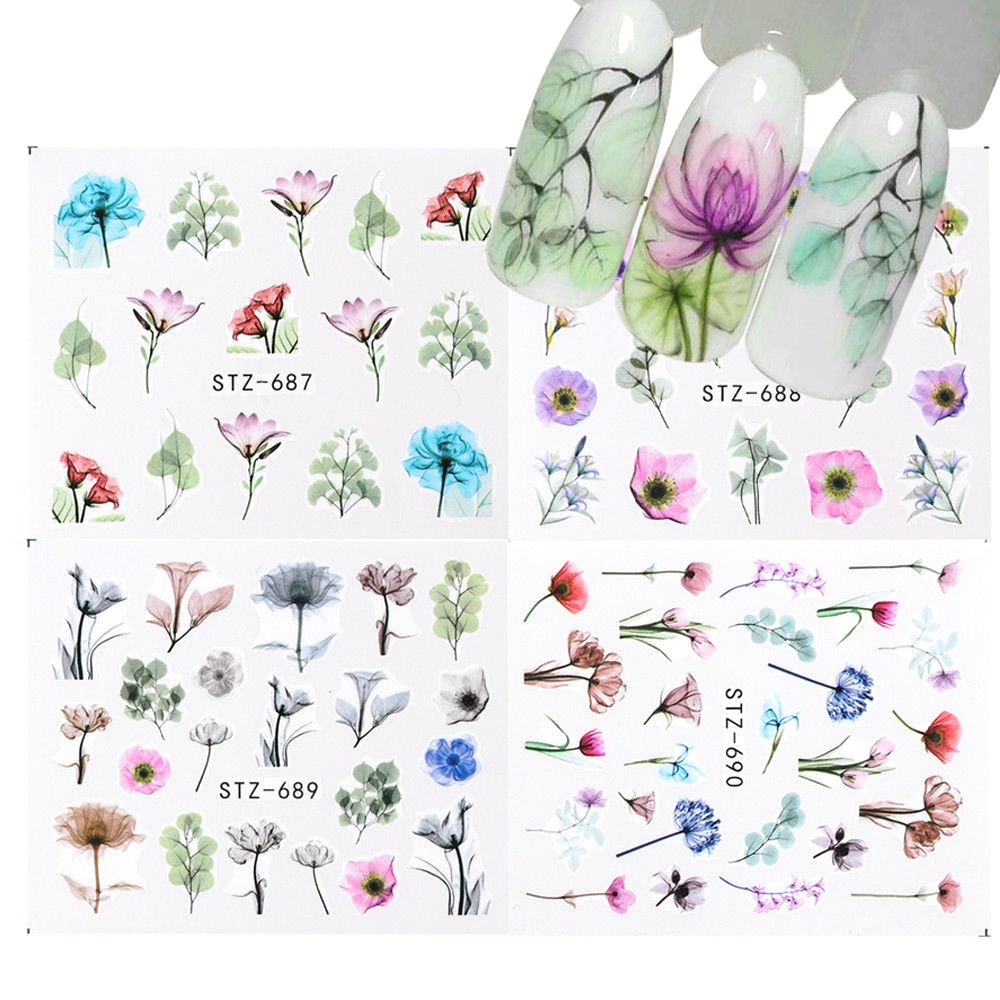 Nail Art Water Transfer Sticker Flower Rose Butterfly Flamingo Seashell Decals