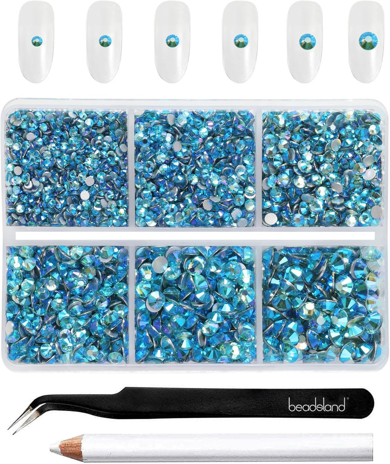 4300pcs Flatback Rhinestones,Blue Rhinestone Nail Gems Round Crystal Rhinestones