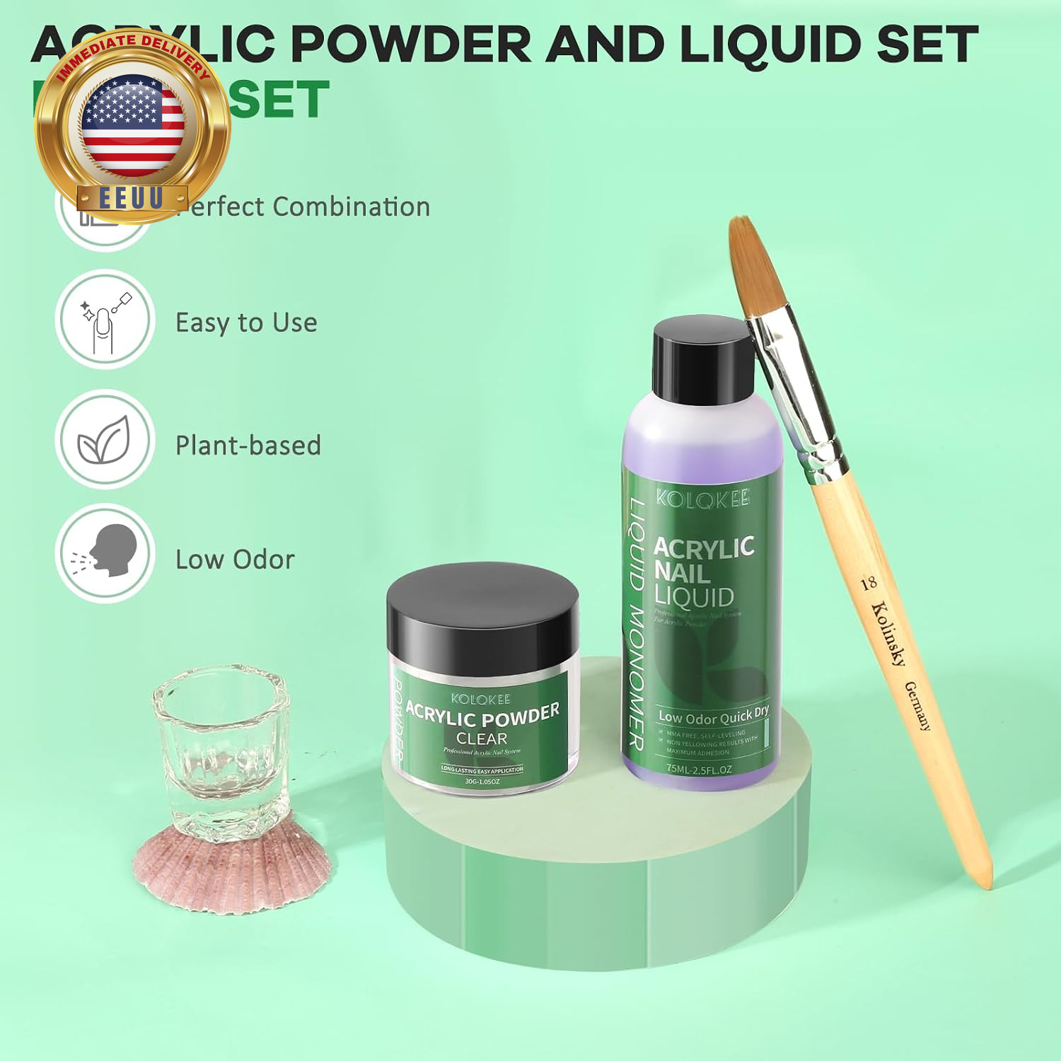 Acrylic Nail Kit Acrylic Powder and Liquid Set with Kolinsky Nail Brush, Lamp (N