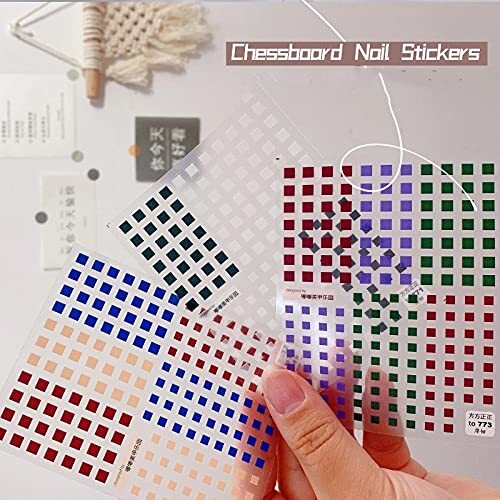Checkerboard Square Nail Art Stickers Ultra-Thin Color Checkerboard Self