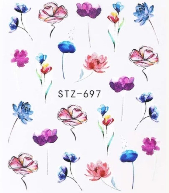 Flower, Floral Nail Art Water Decals DIY Nail (Group 4)