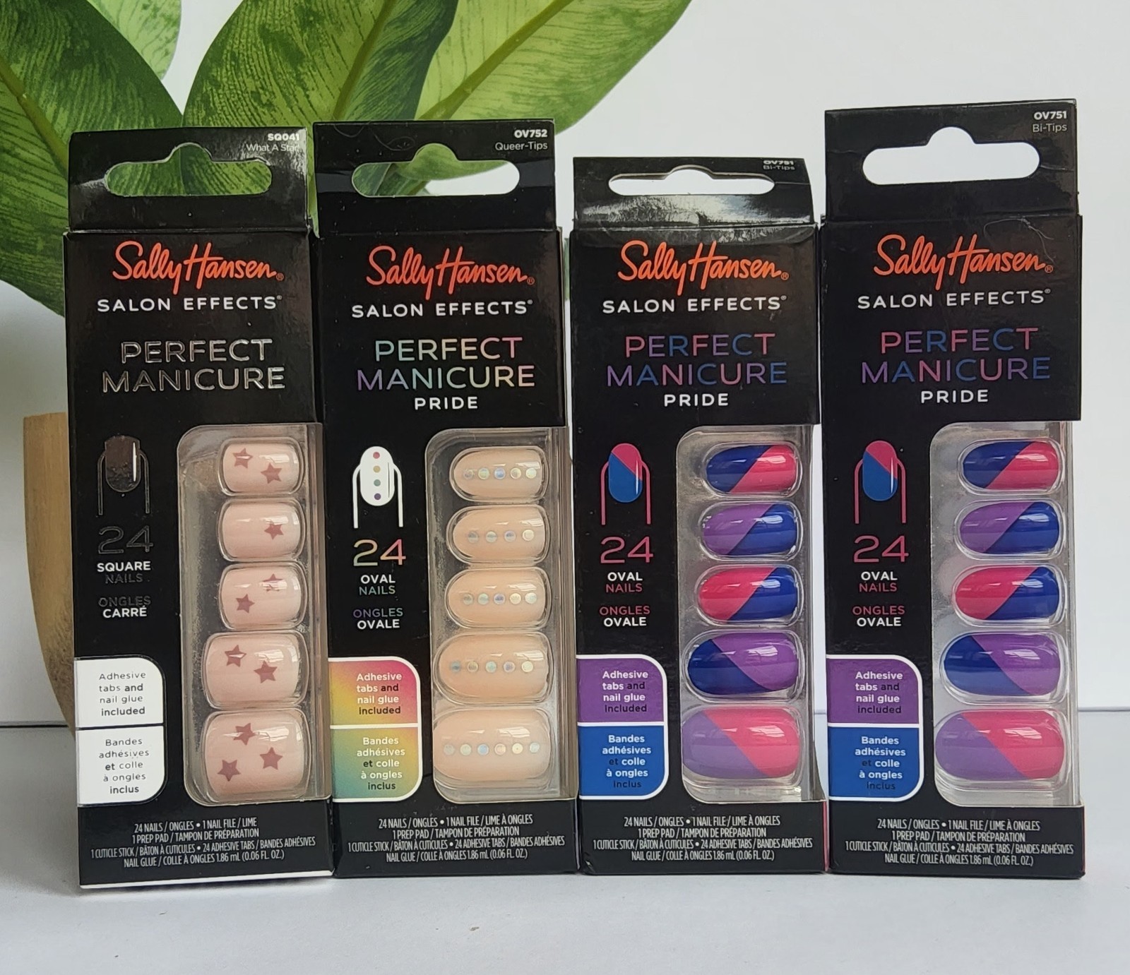 Lot of 4 Sally Hansen Salon Effects Perfect Manicure Press-On Nails PRIDE & more