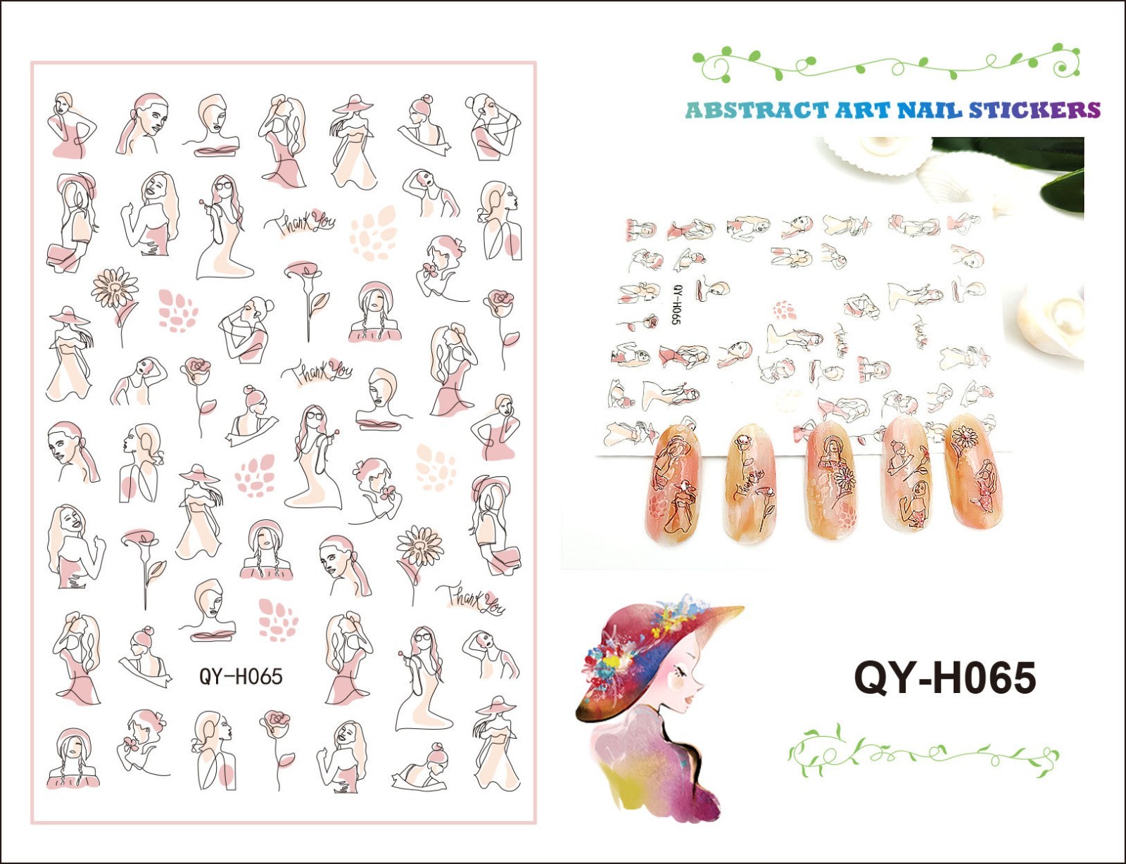 Graffiti Fun Nail Art Stickers Self-Adhesive Minimalist Design Nail Decorations