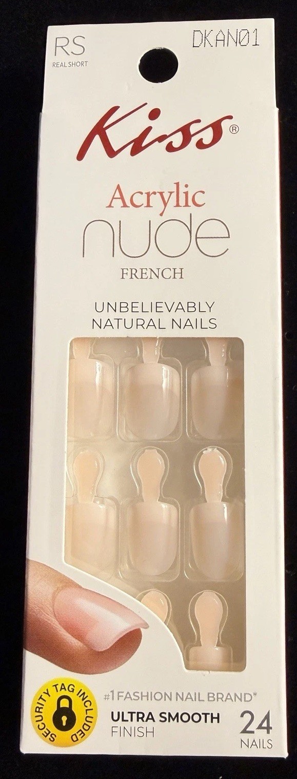 *4* KISS French Press-On Nails Short Square Full Cover Glue Finger/Toe DKAN01