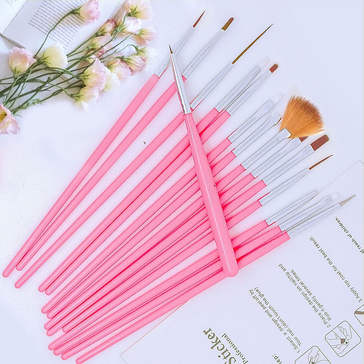 20pcs Nail Art Design Tools, 15pcs Brushes Kit with 5pcs Dotting Pens