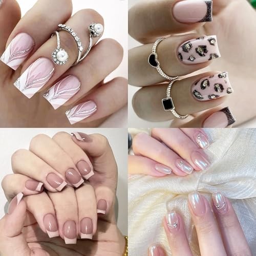 480PCS Nail Tips Clear False Nails Full Cover for Acrylic Almond&Square-480pcs