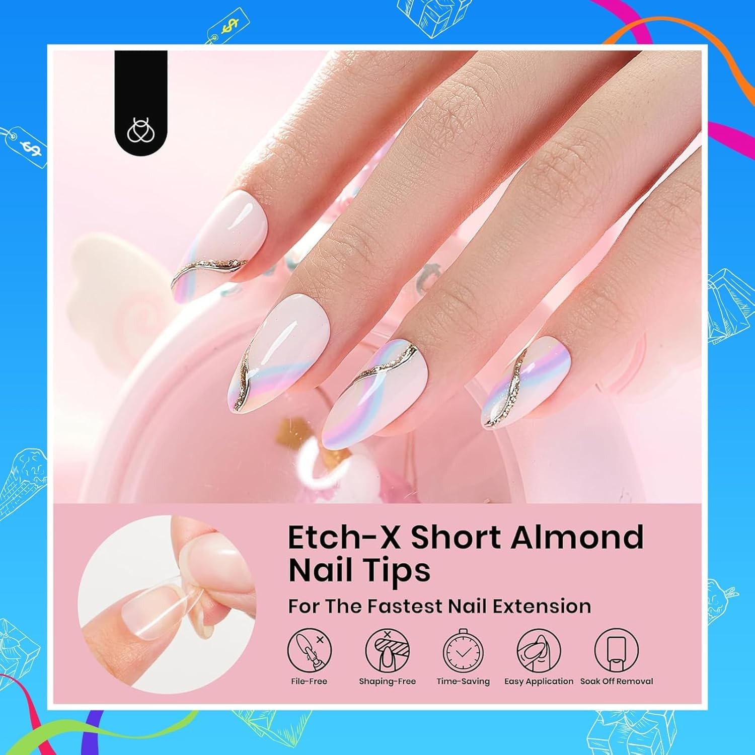 Beetles Soft Gel Nail Tips Short 12 Sizes, Almond 12 Sizes 288 PCS