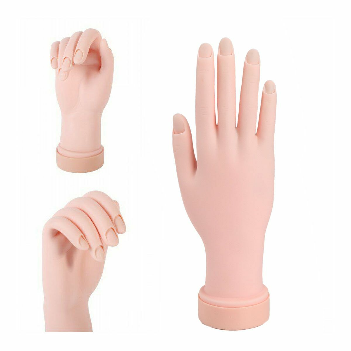Flexible Practice Training Fake Hand Model Display & 100Pcs Full False Nail Tips