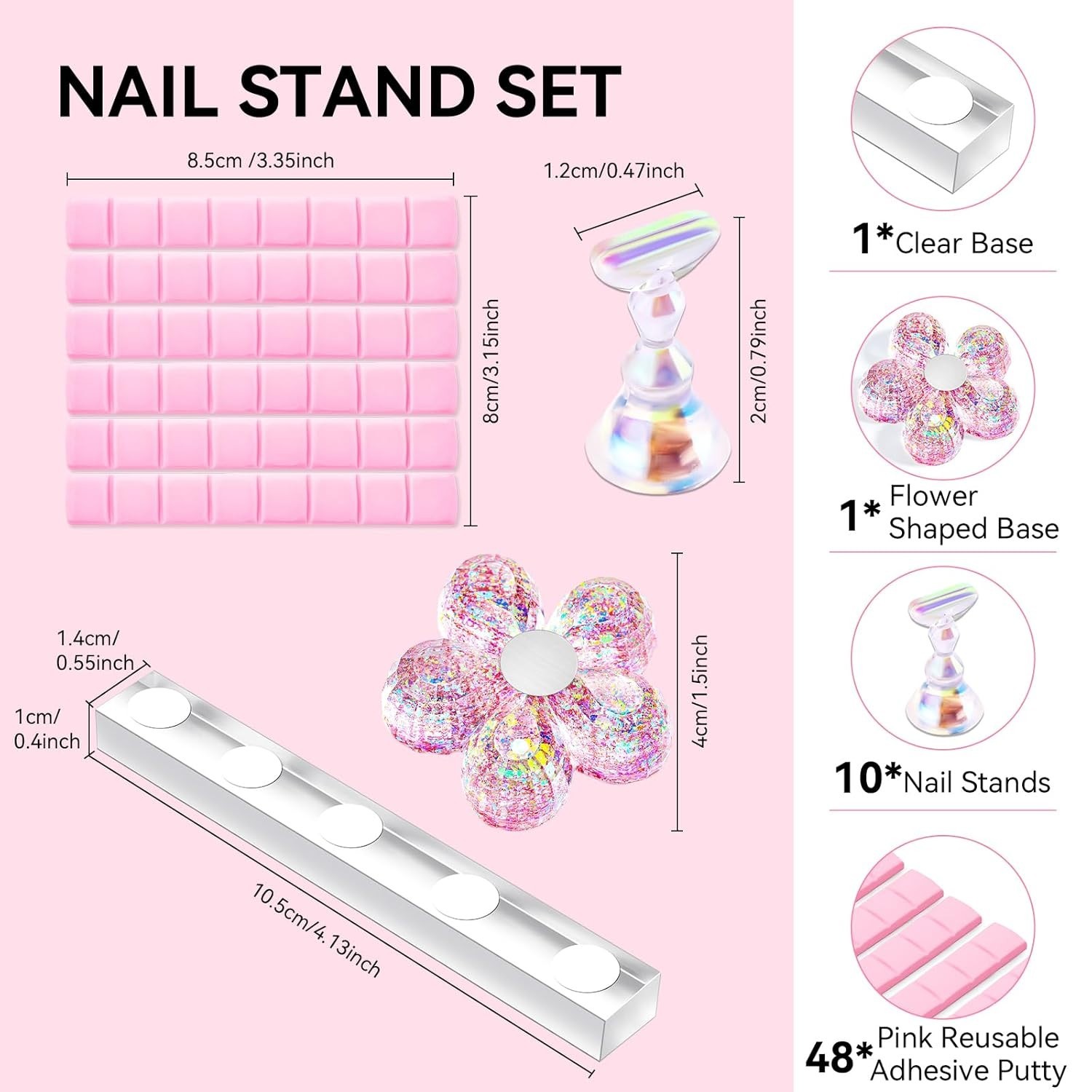 Portable Acrylic Nail Stand with Rainbow Holders for Salon & DIY Enthusiasts