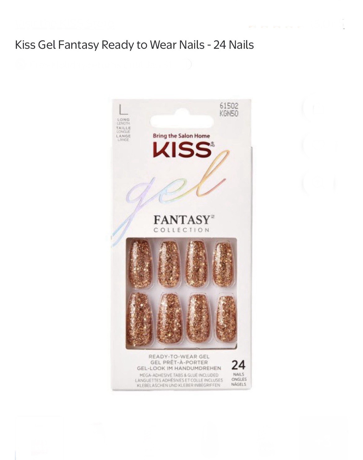 KISS gel FANTASY COLLECTION , Press On Nails 28 Count , Glue On 7 Day Wear